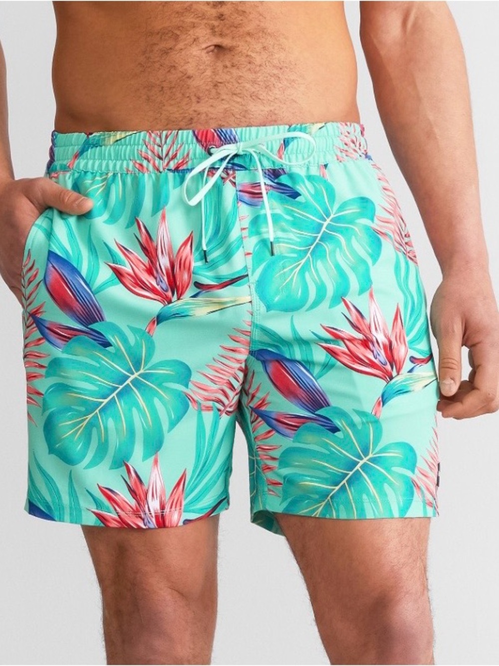Hurley Cannonball Volley Stretch Teal Tropical Floral Swim Trunks
